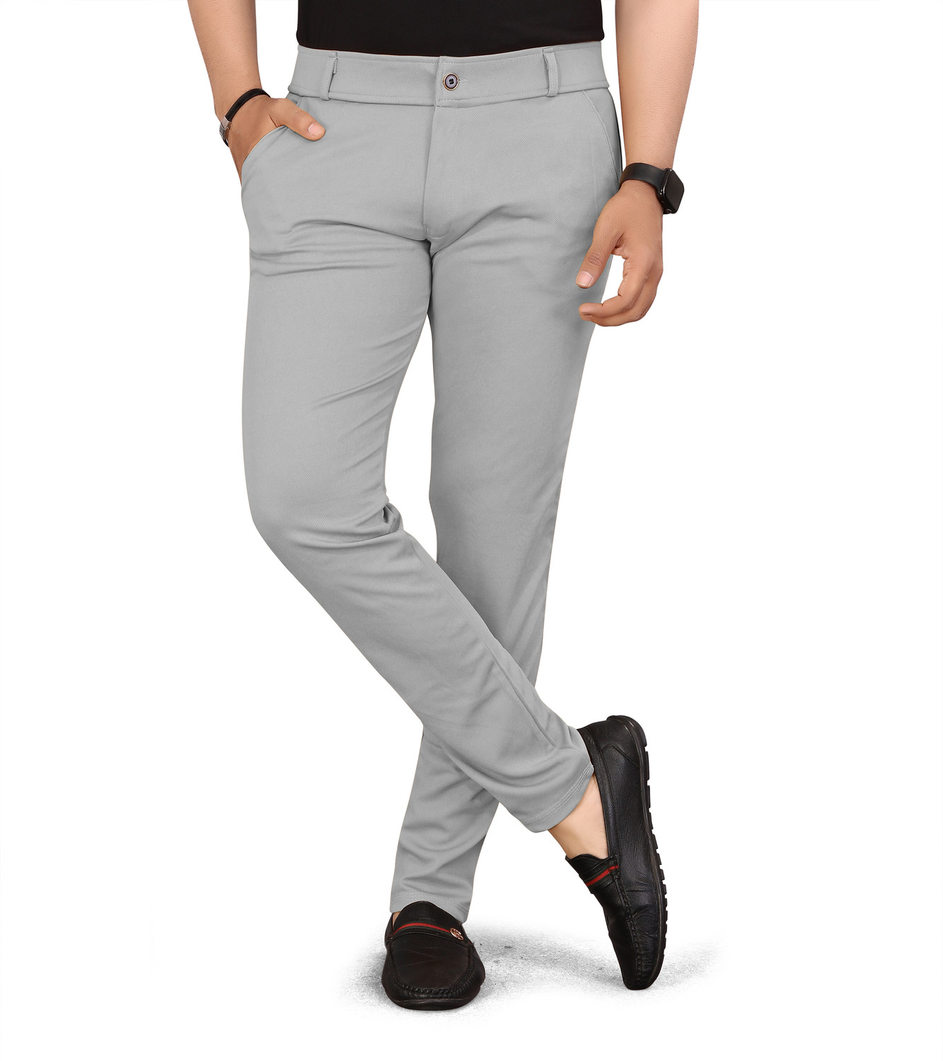 Image of TENIT Slim Fit Men Blue, Silver Trousers