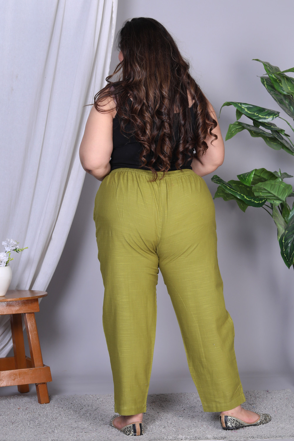Image of AAVONI Straight Fit Women Green Trousers