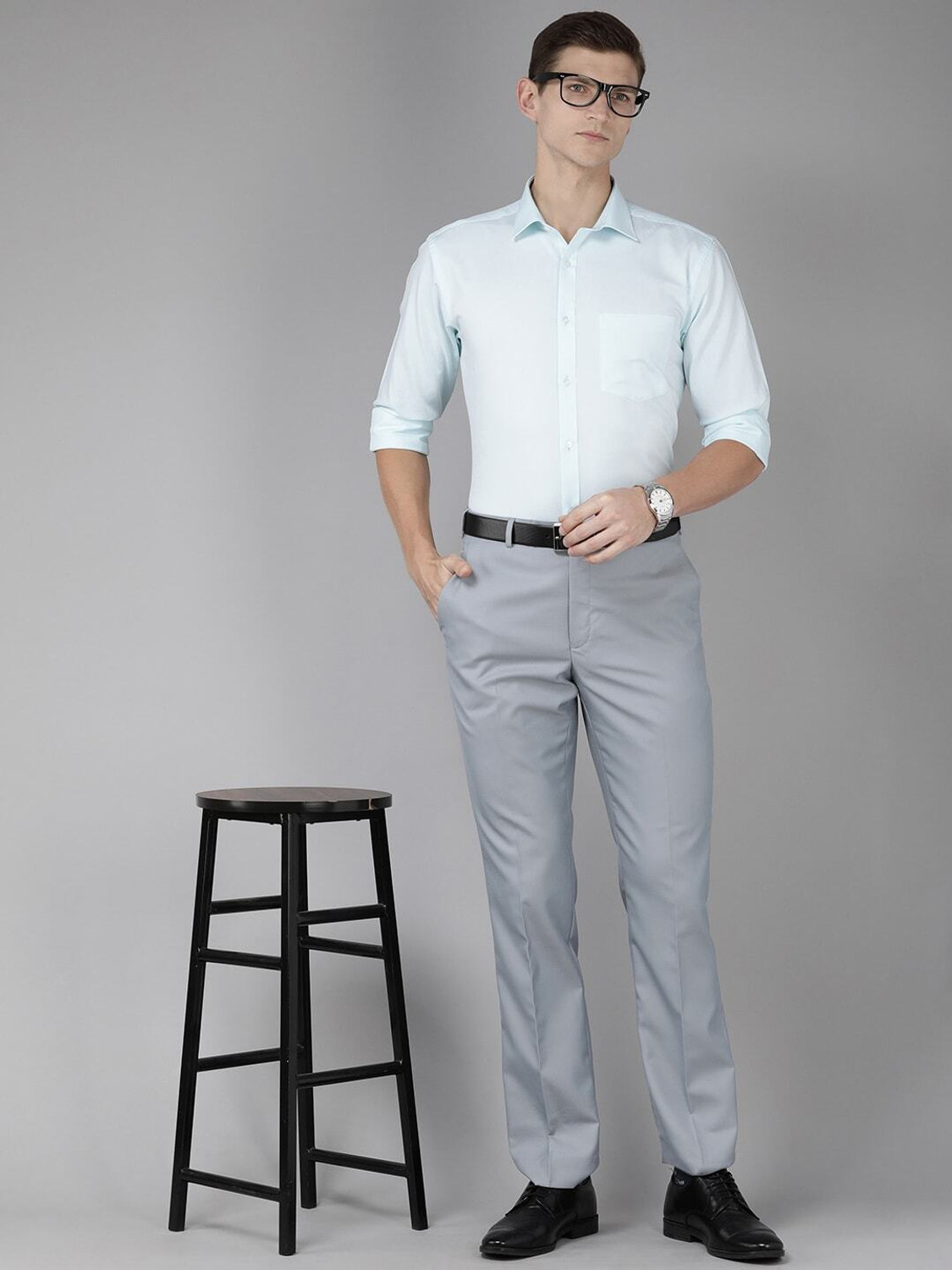 Image of PARK AVENUE Regular Fit Men Blue Trousers