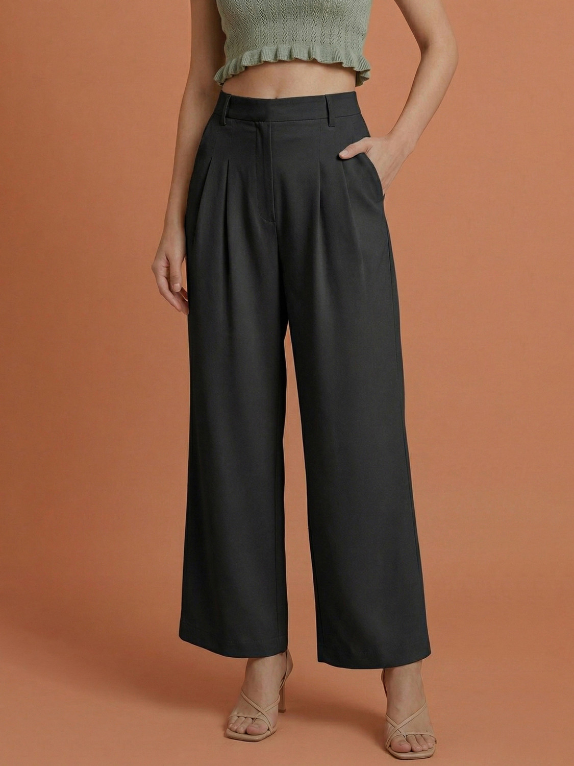 Image of DE TRENDZ Loose Fit Women Black Trousers