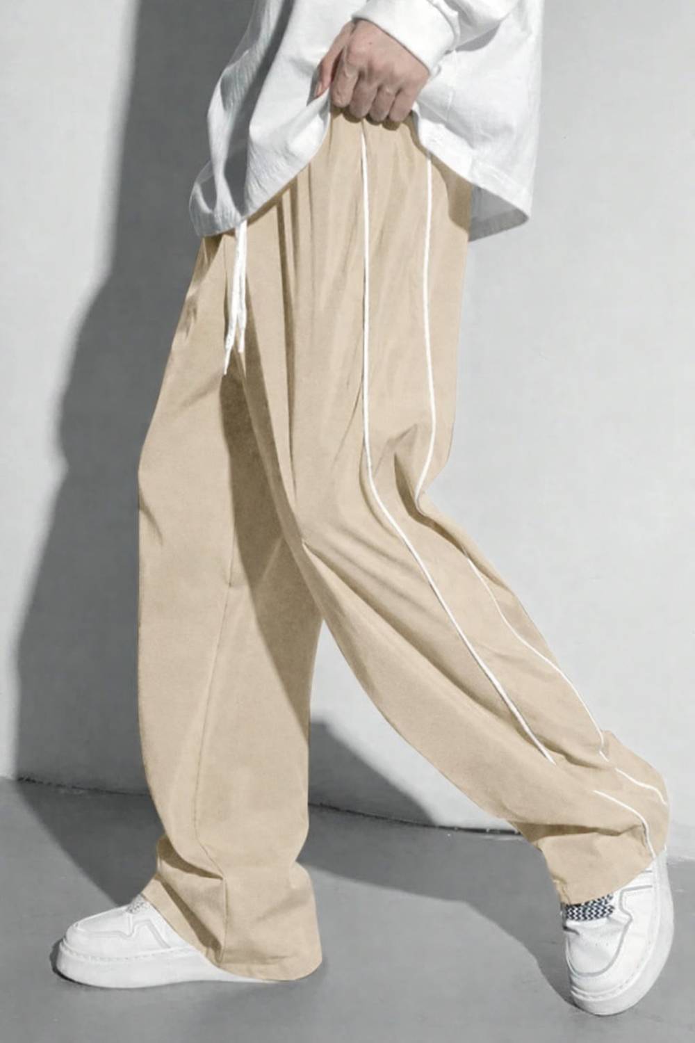 Amakriti Essence Loose Fit Men Beige Trousers - Image 3