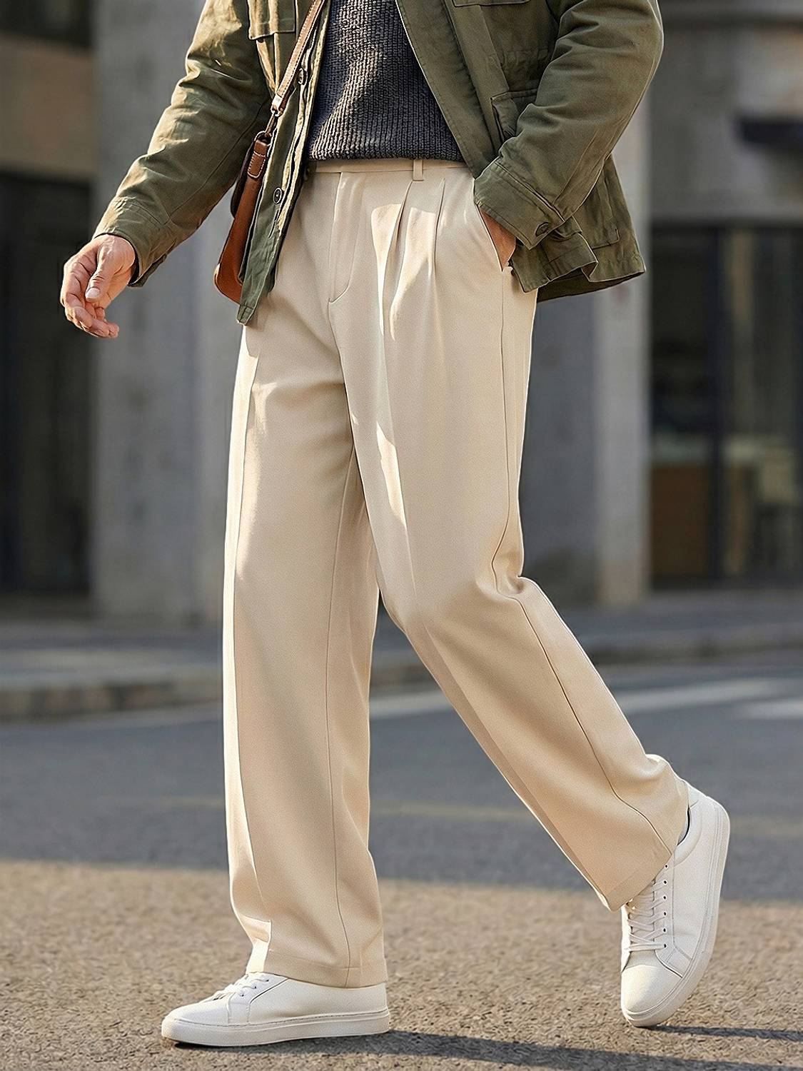 Urbano Fashion Loose Fit Men Cream Trousers