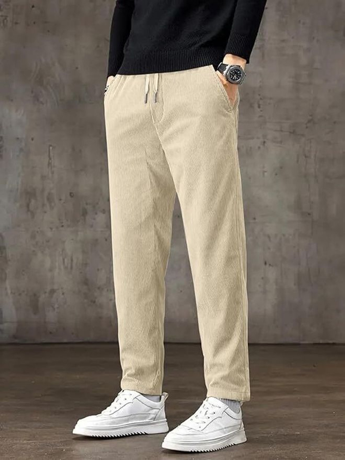Image of Keffto Regular Fit Men Cream Trousers