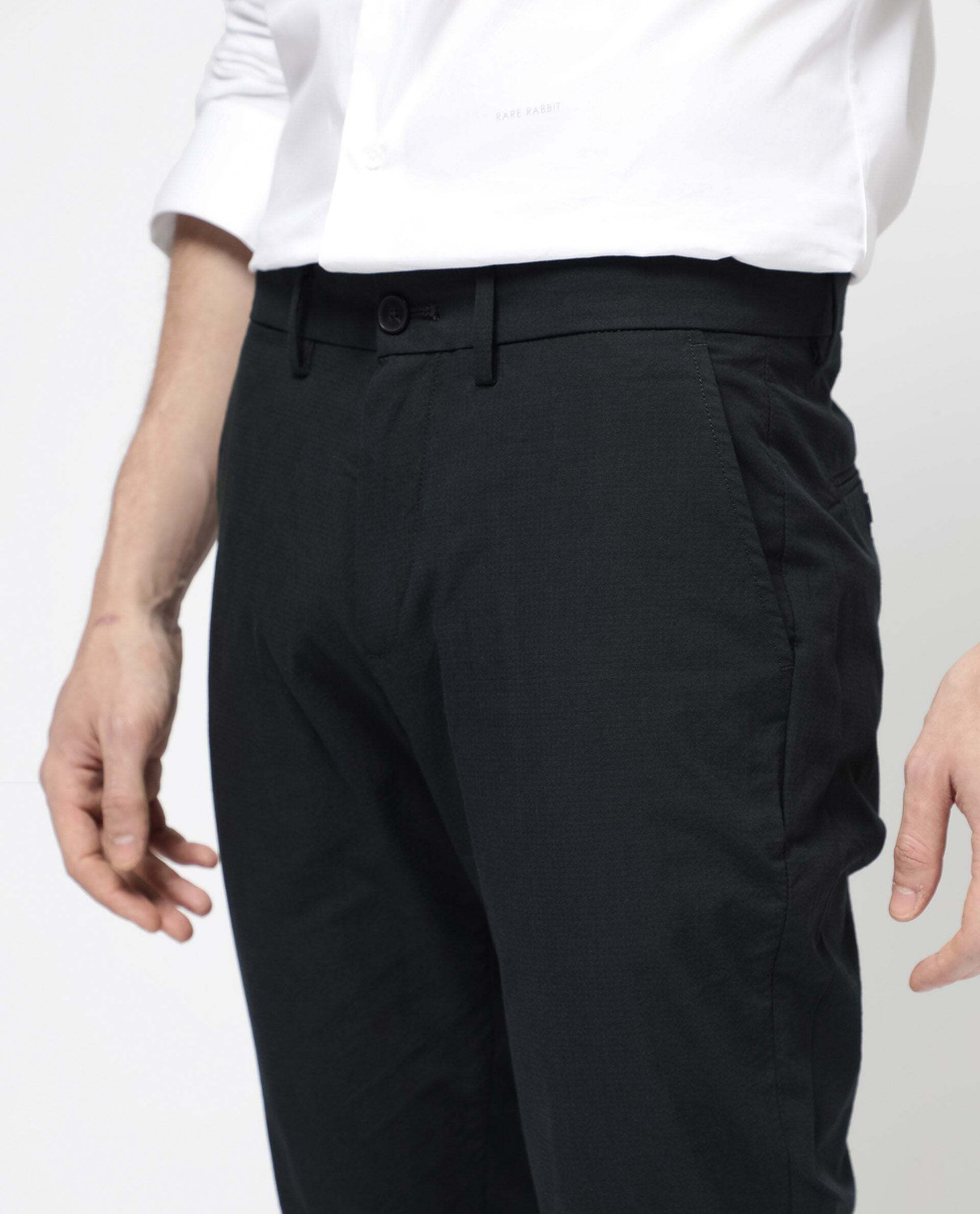 Image of RARE RABBIT Regular Fit Men Dark Blue Trousers