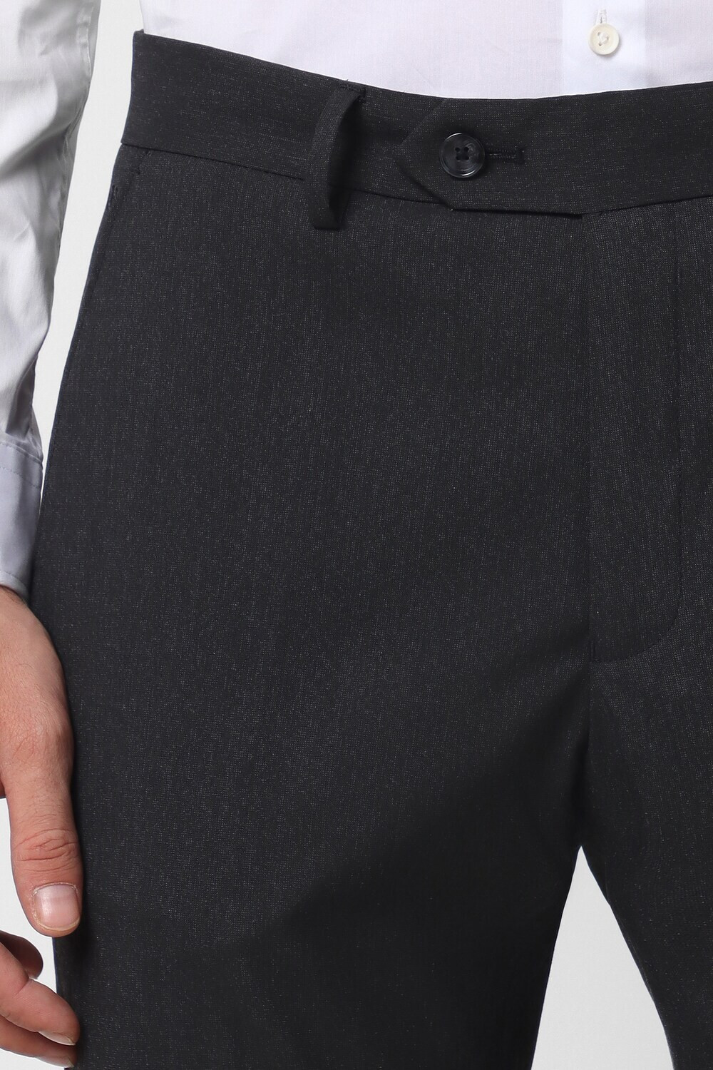 Image of PETER ENGLAND Slim Fit Men Black Trousers