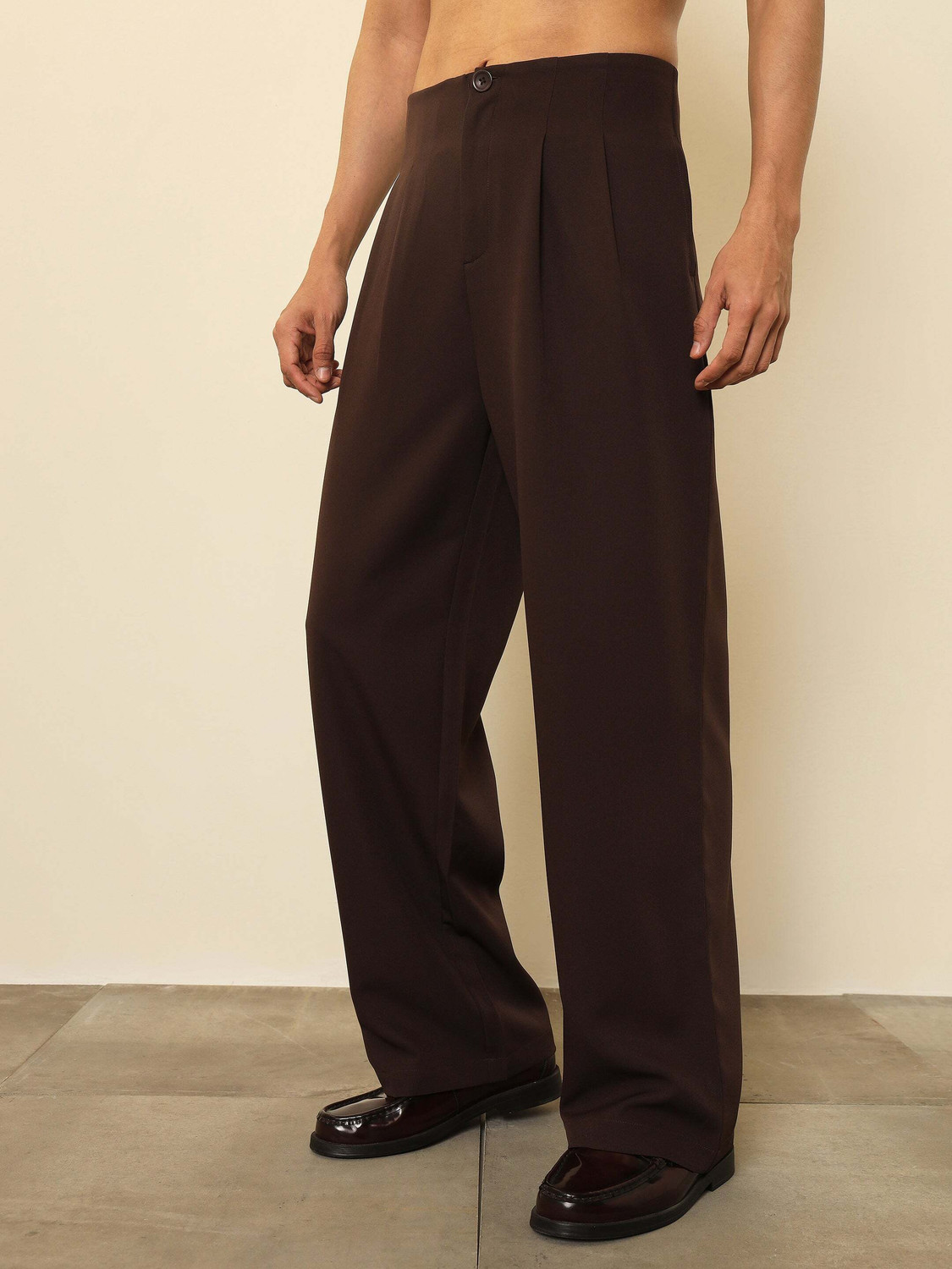 Image of MASCLN SASSAFRAS Relaxed Men Brown Trousers