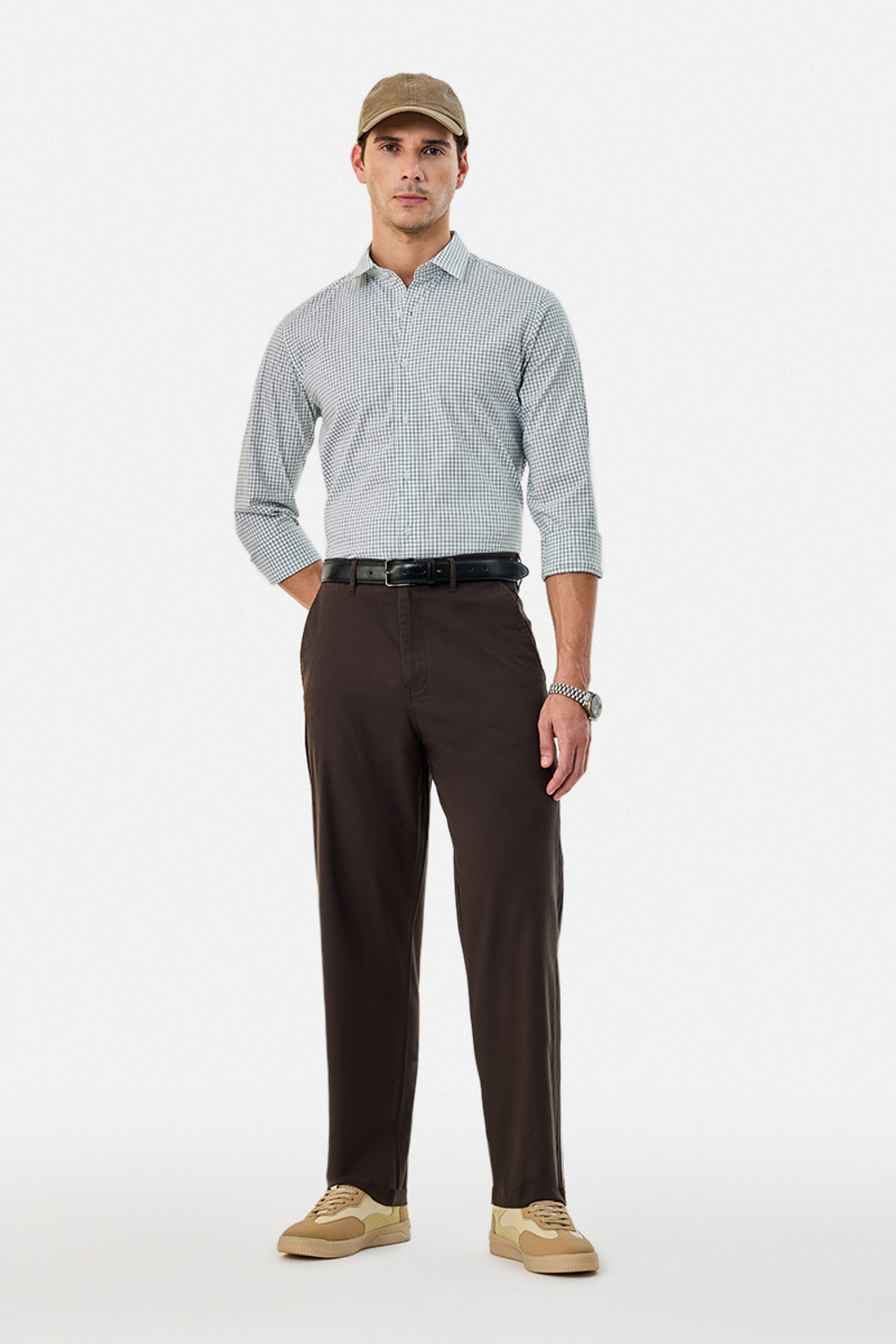 Image of Snitch Straight Fit Men Brown Trousers