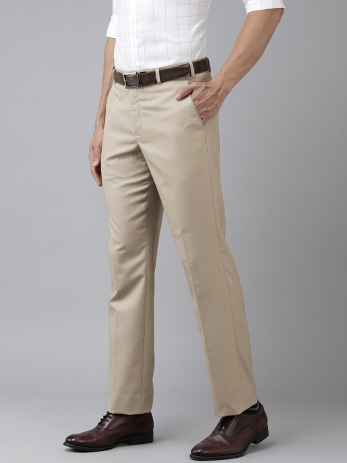 Image of PARK AVENUE Regular Fit Men Beige Trousers