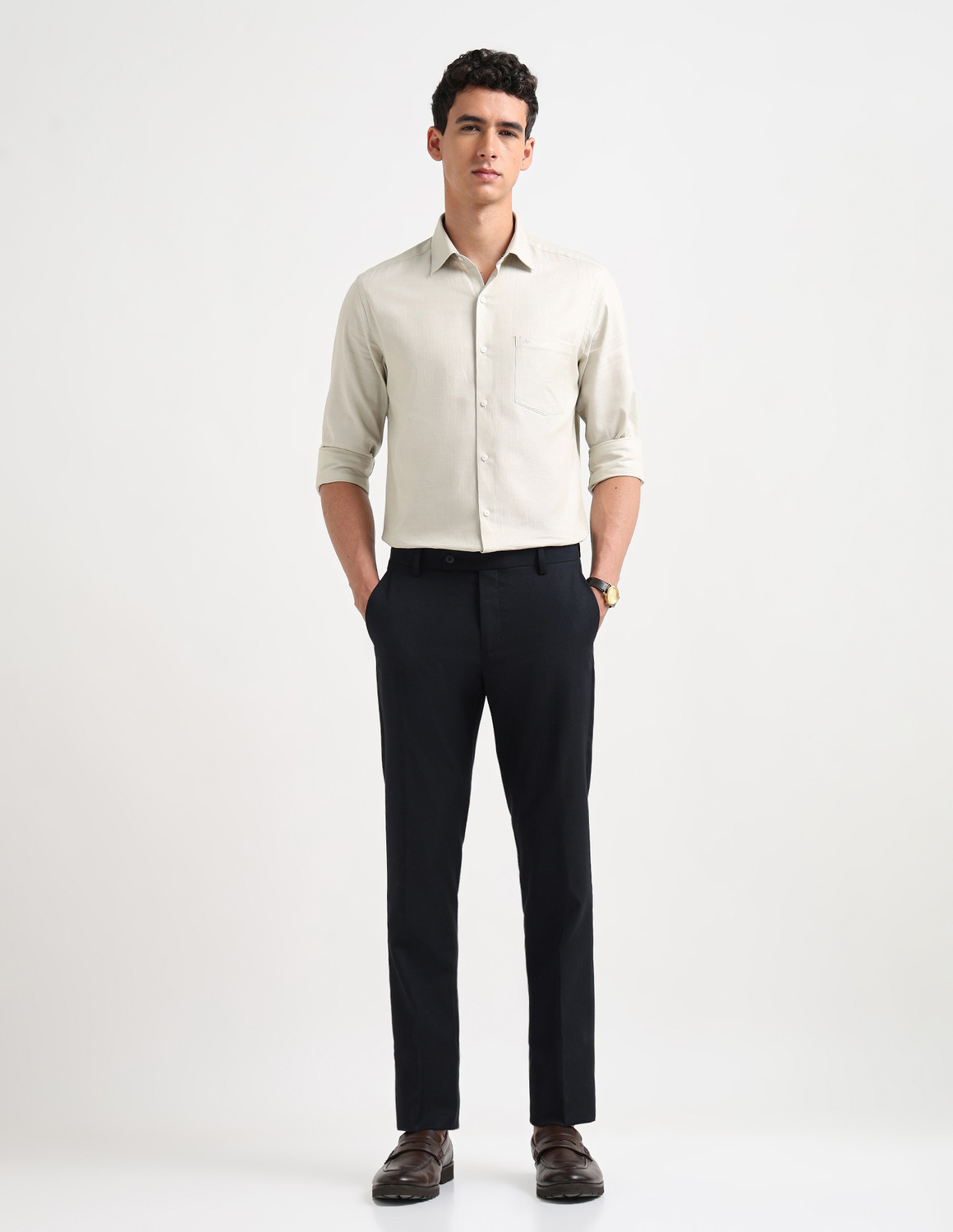 Image of ARROW Tapered Men Blue Trousers