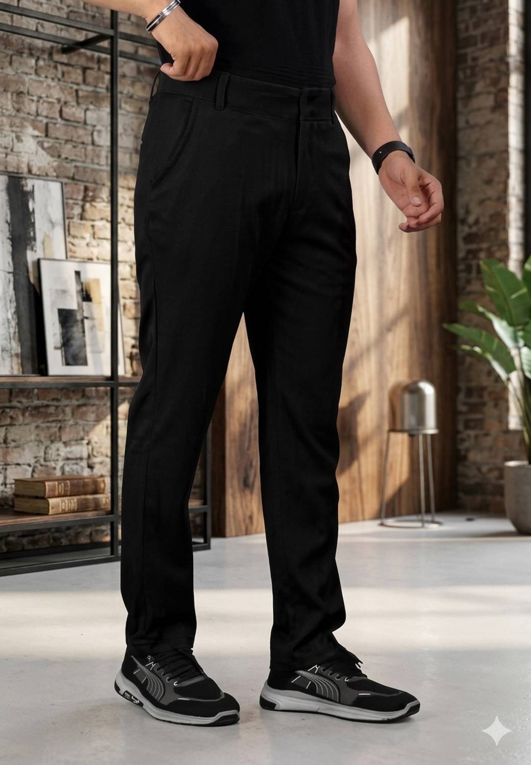 amodastyle Regular Fit Men Black Trousers
