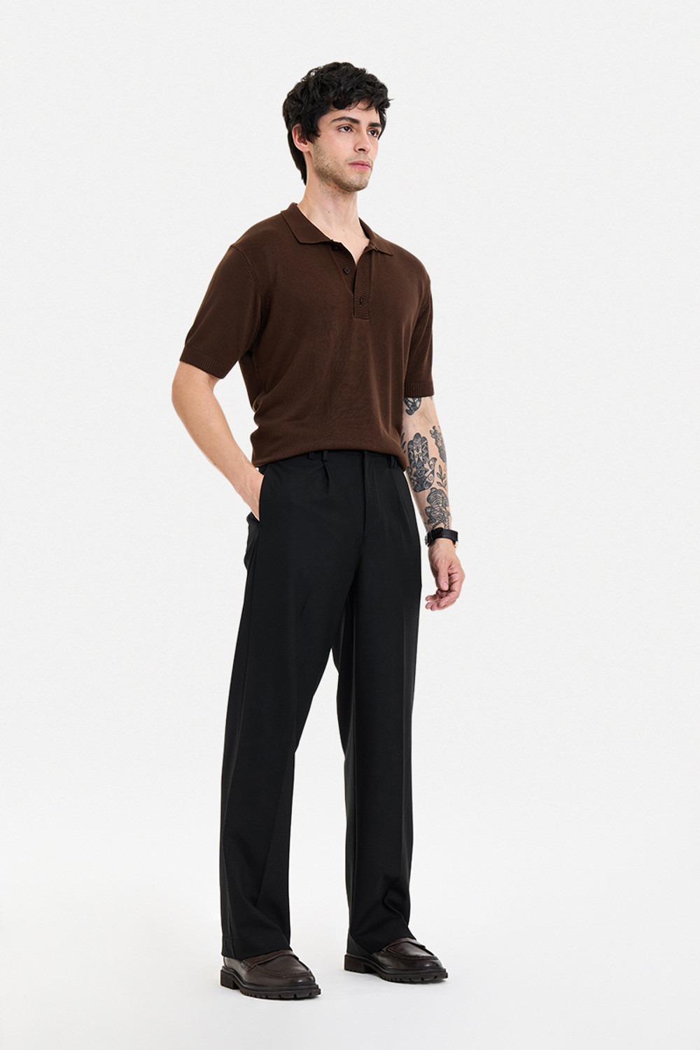 Image of Snitch Men Relaxed Black Polyester Trousers