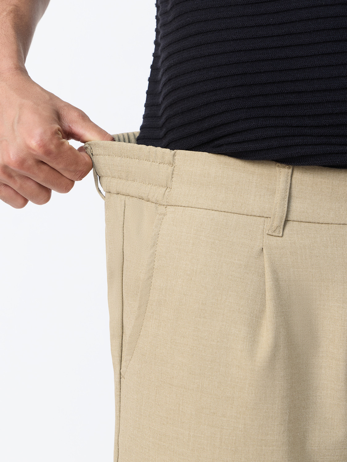 Image of The Souled Store Straight Fit Men Beige Trousers