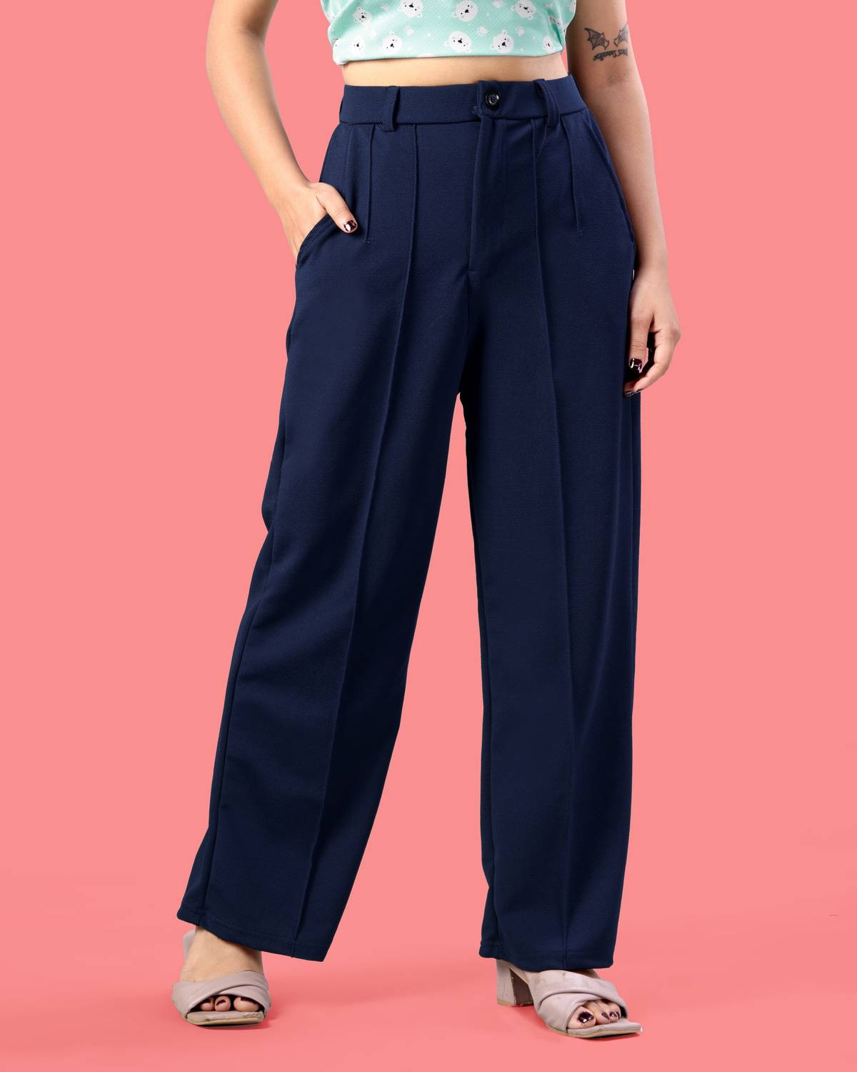 BHULAX Loose Fit Women Blue Trousers