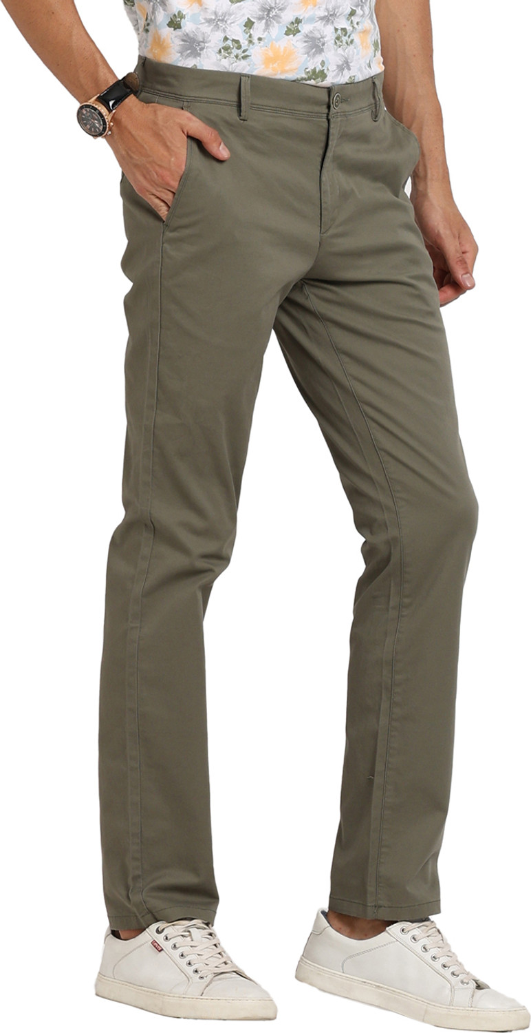 Image of TURTLE Skinny Fit Men Dark Green Trousers
