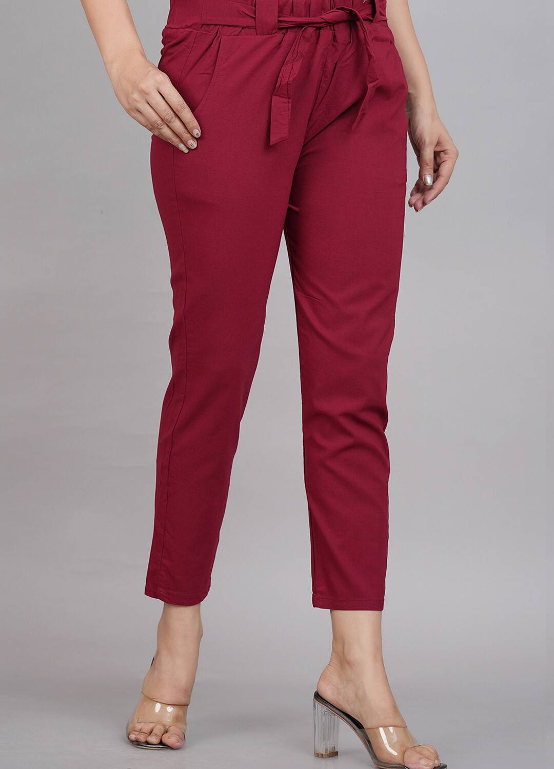AKIKO Regular Fit Women Maroon Trousers