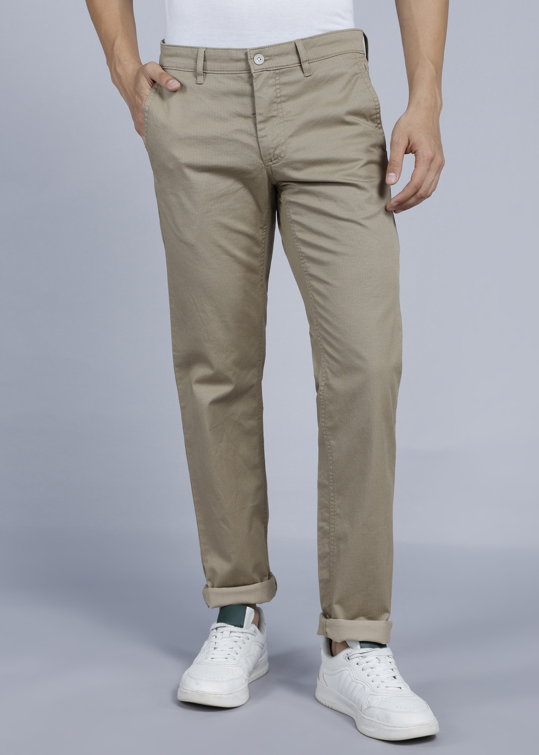 Image of VAN HEUSEN SPORT Regular Fit Men Khaki Trousers
