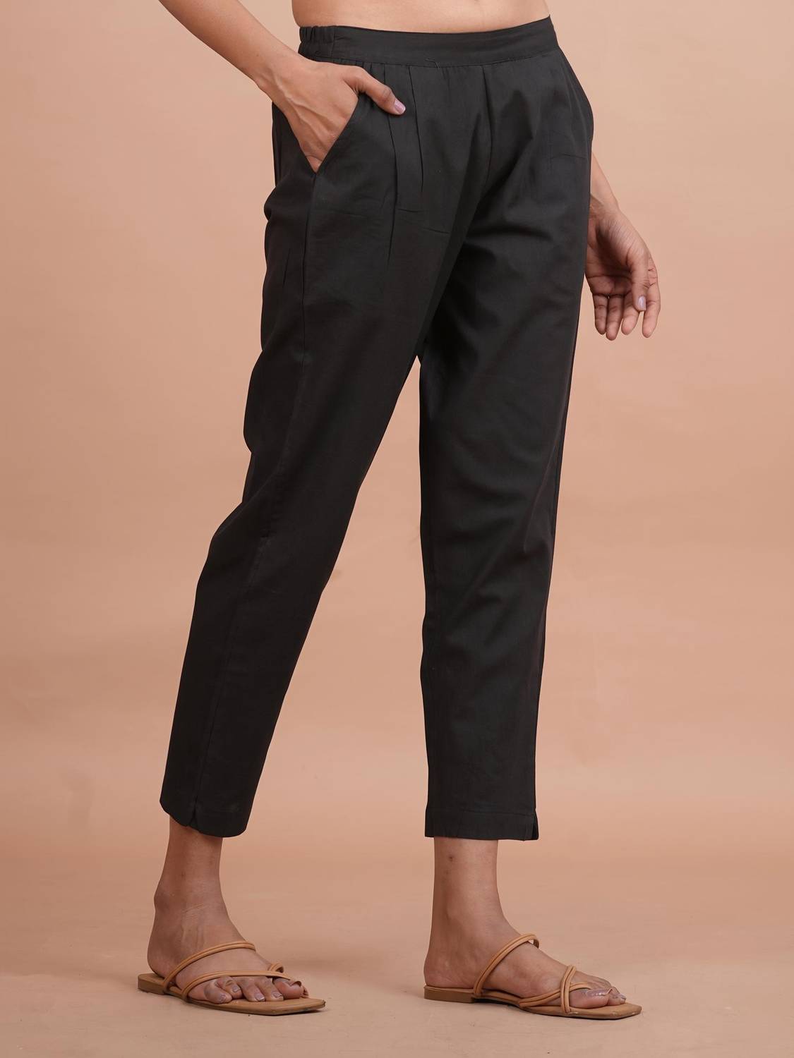 AlkaCreation Loose Fit Women Black Trousers