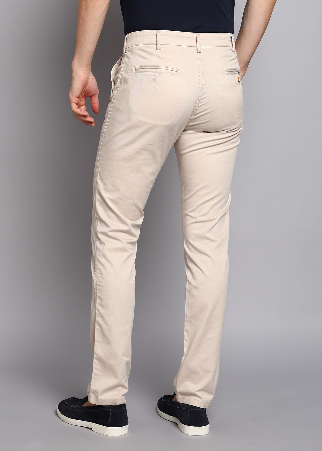 Image of KILLER Men Slim Fit Cream Cotton Blend Trousers