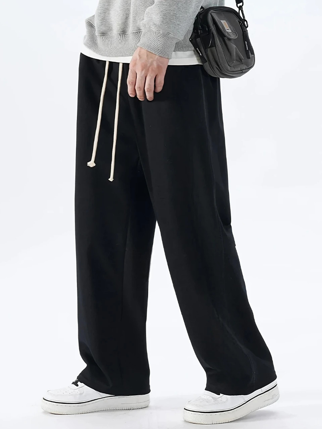 Image of Dockstreet Loose Fit Men Black Trousers