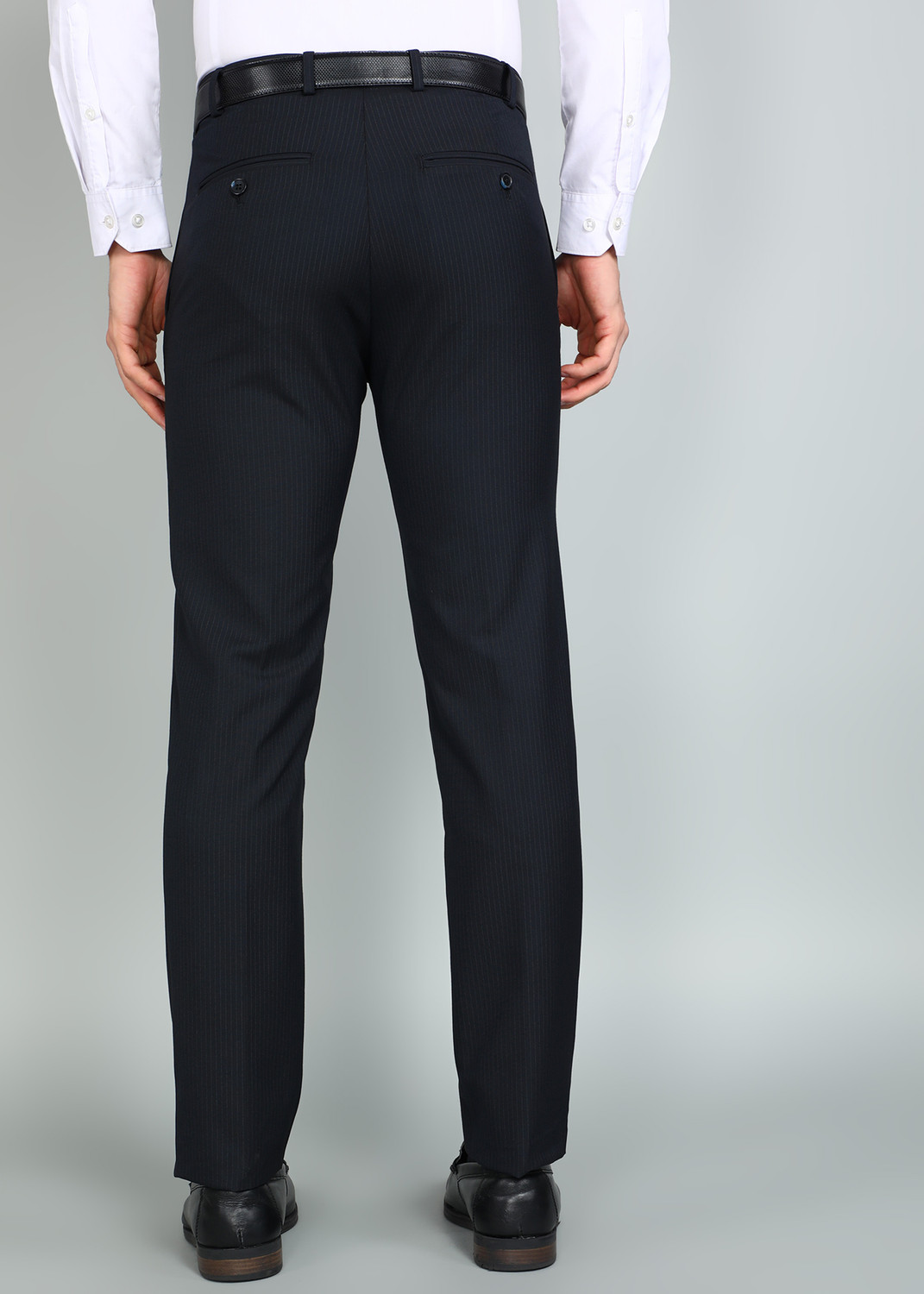 Image of Raymond Slim Fit Men Dark Blue Trousers