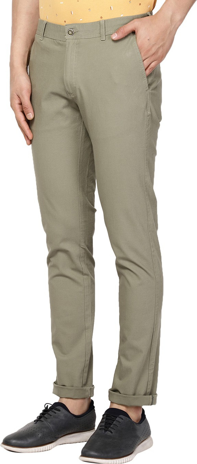 Image of Blackberrys Slim Fit Men Light Green Trousers