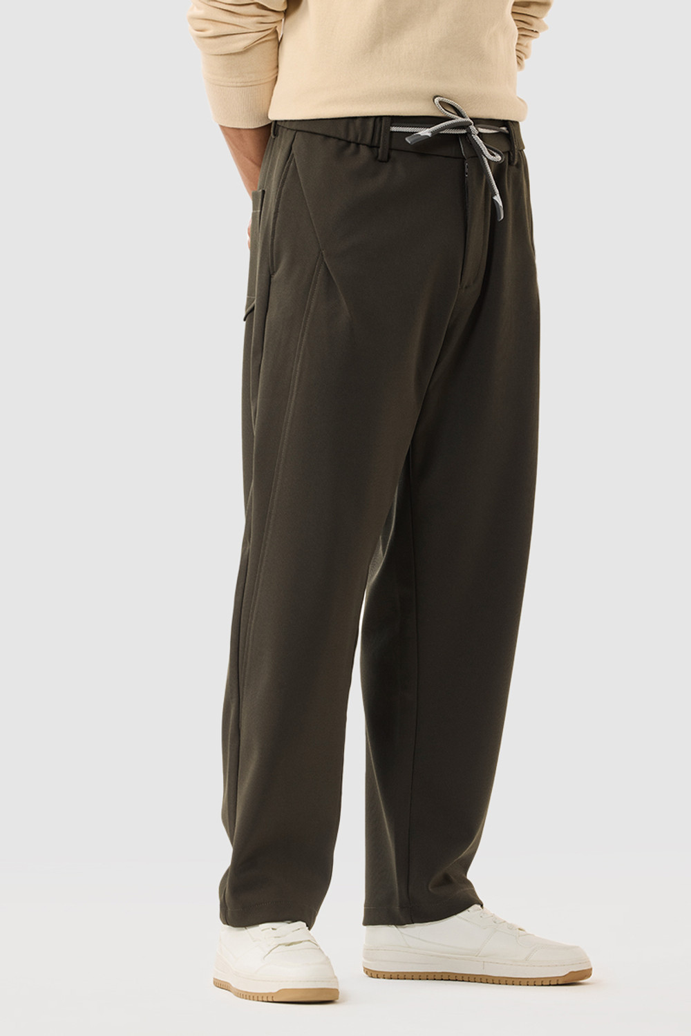 Image of Snitch Regular Fit Men Dark Green Trousers