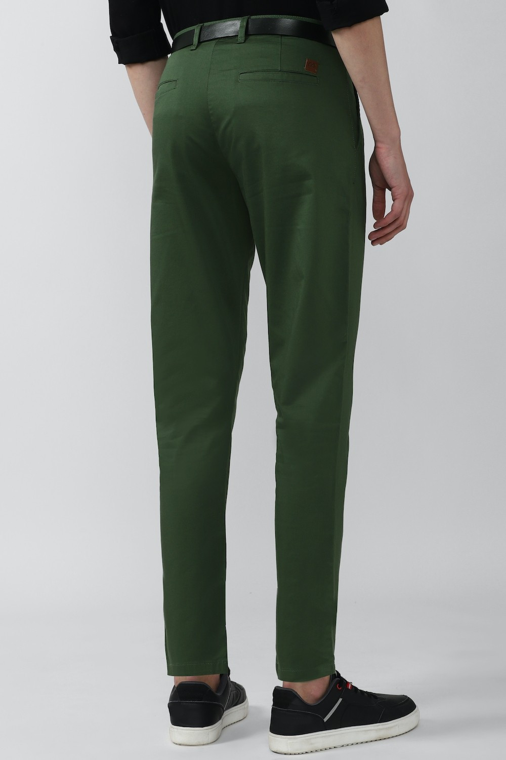 Image of PETER ENGLAND Slim Fit Men Green Trousers