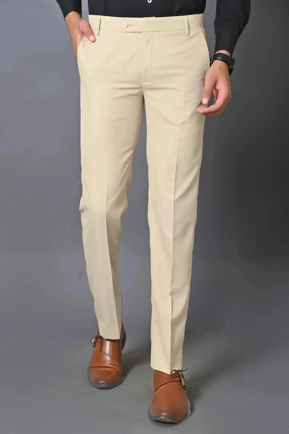 Image of Blackhem Regular Fit Men Beige Trousers