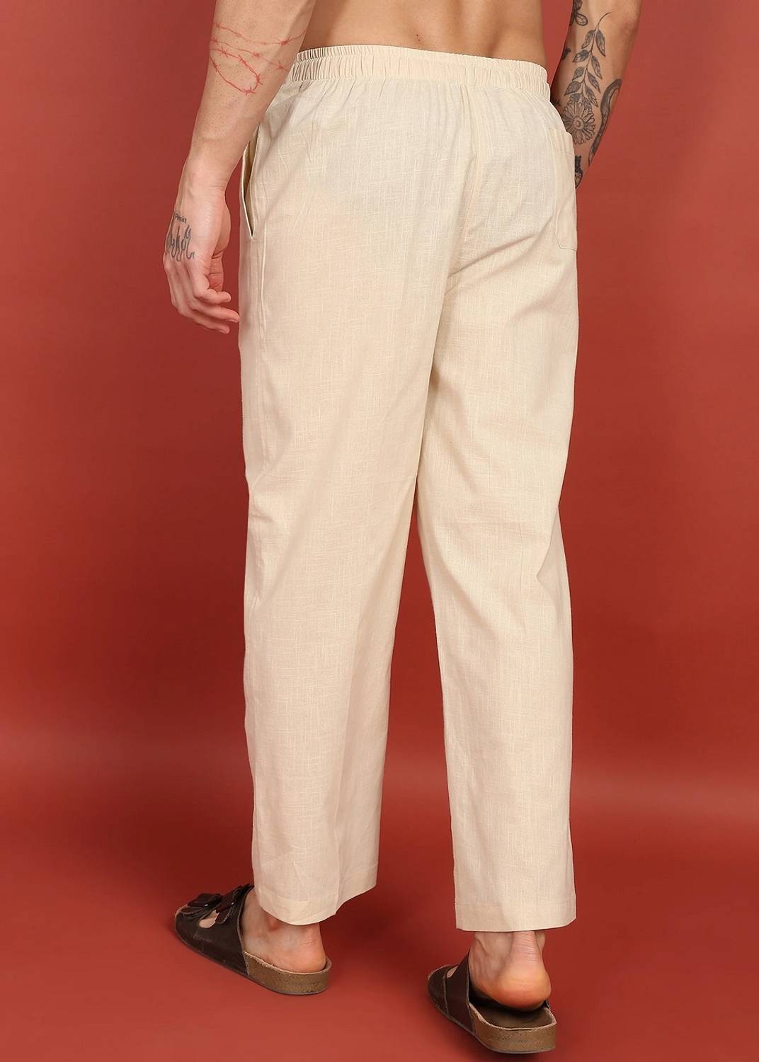 FABMADE Loose Fit Beige Trousers - Image 3