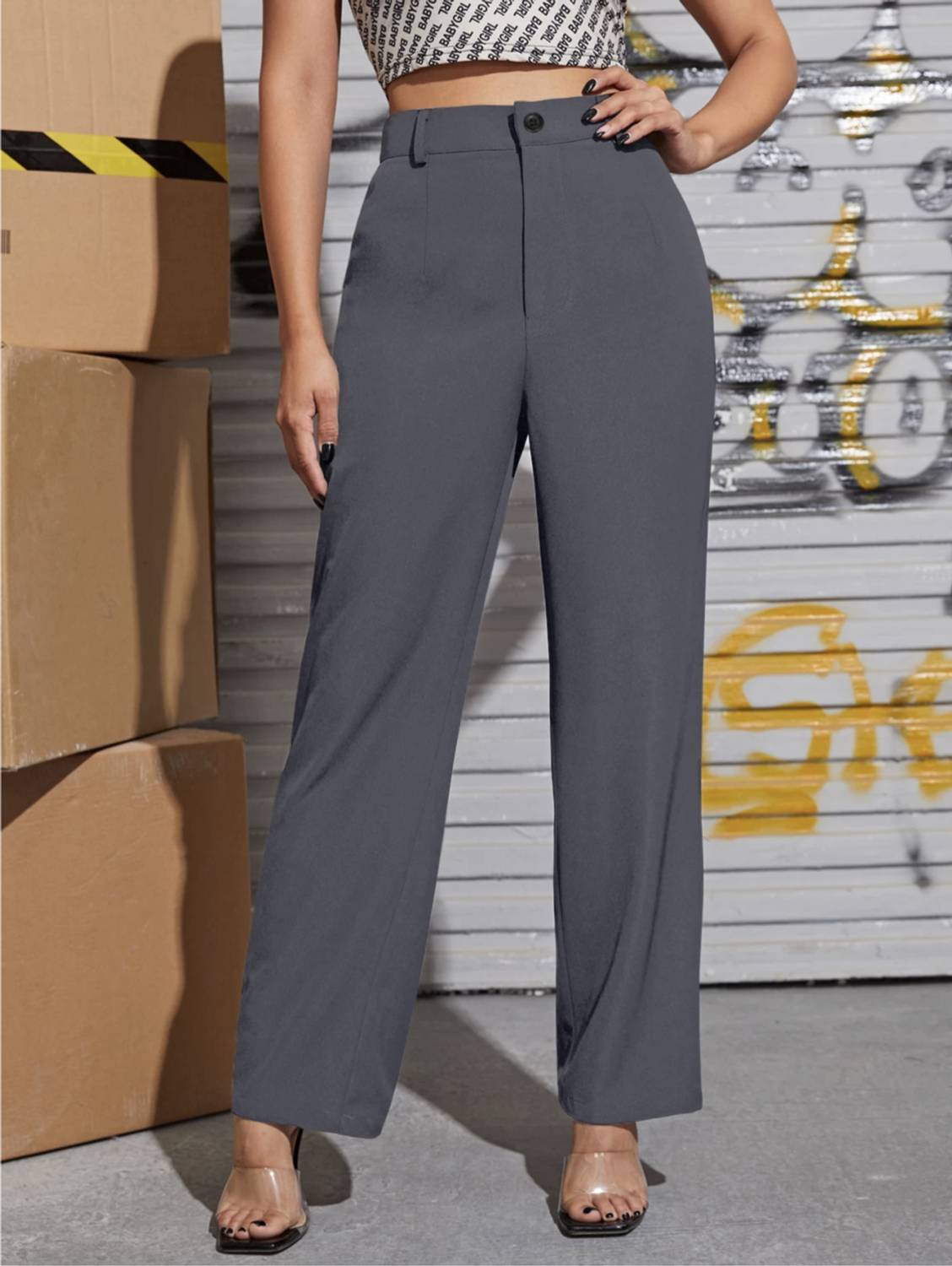 GREEN-SHADE Regular Fit Women Black Trousers