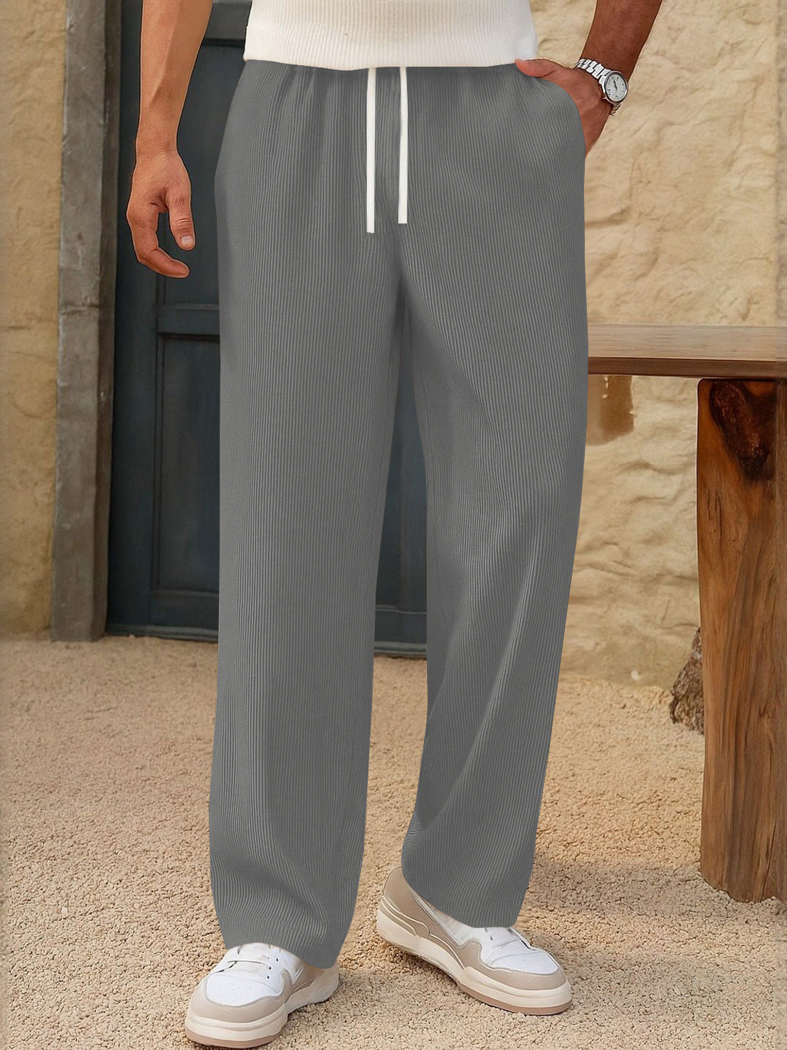 Image of KAJARU Loose Fit Men Grey Trousers