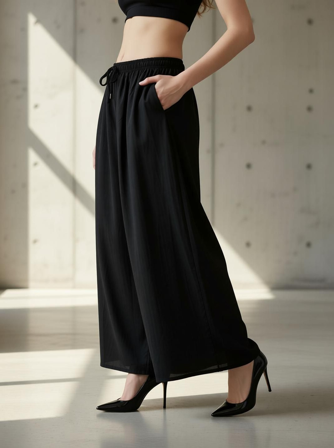 Image of kanjilal Flared Women Black Trousers