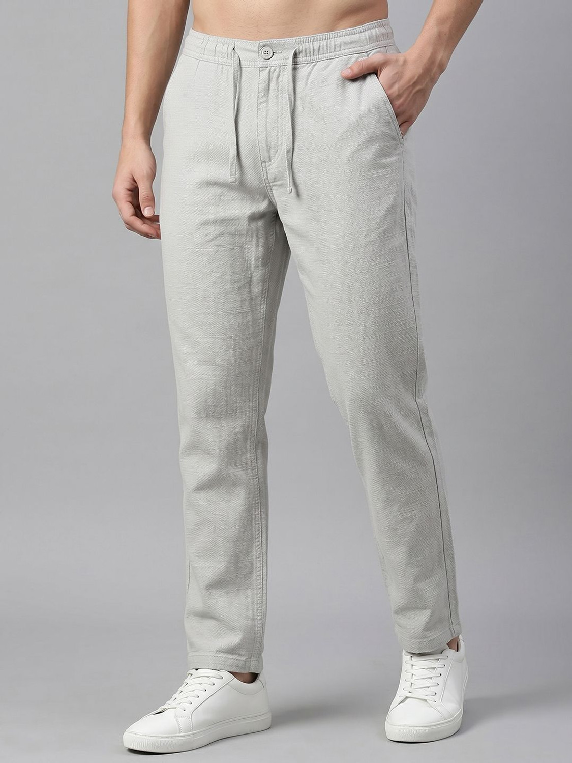 Roadster Slim Fit Men Grey Trousers