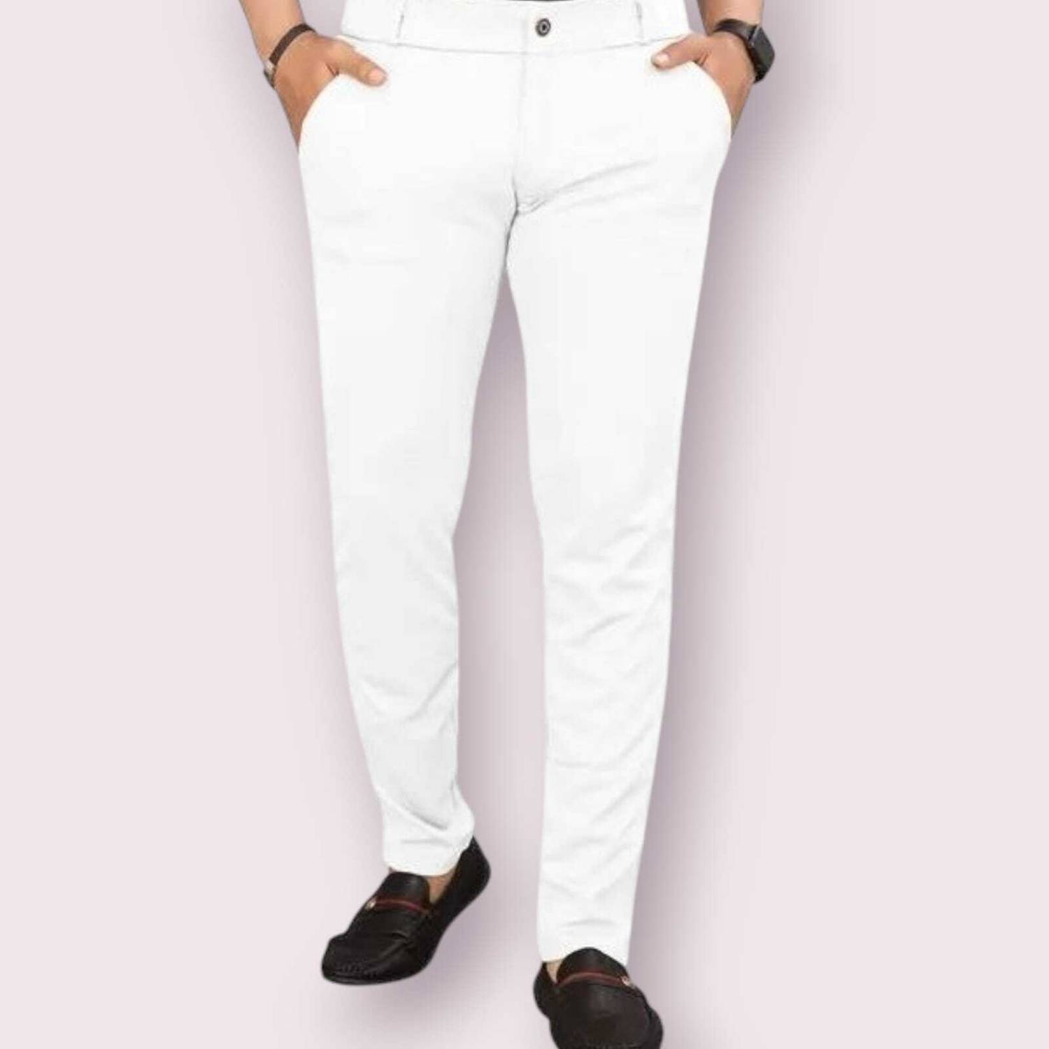 ALVIN ENTERPRISE Slim Fit Men White Trousers