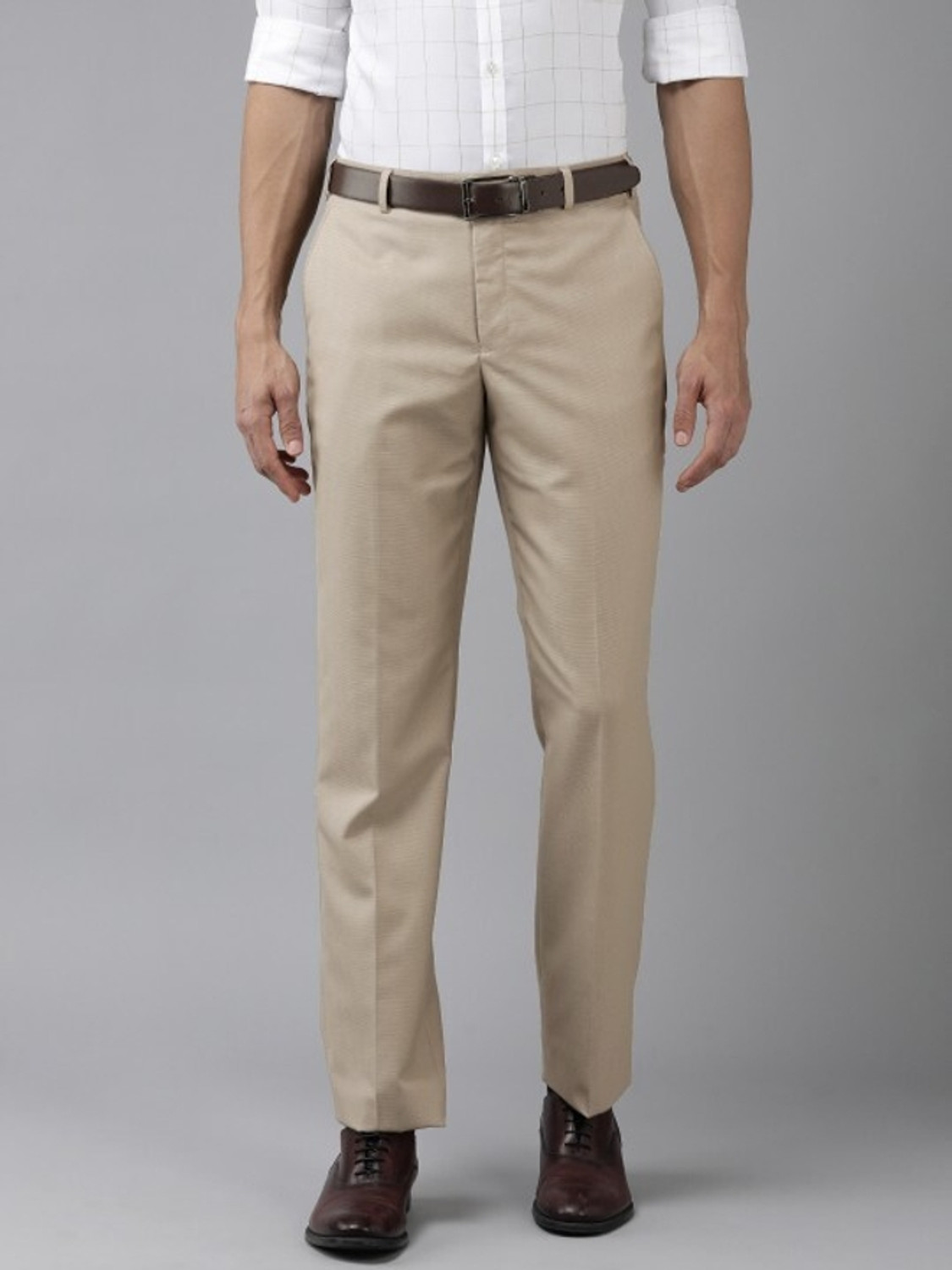 Image of PARK AVENUE Regular Fit Men Beige Trousers