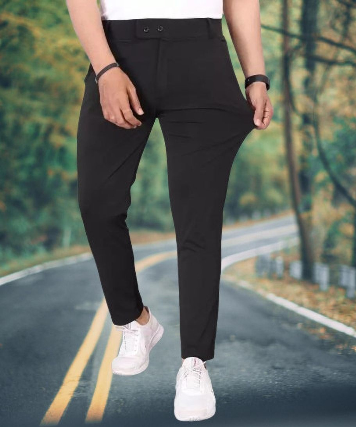 Image of COMBRAIDED Men Black Trousers