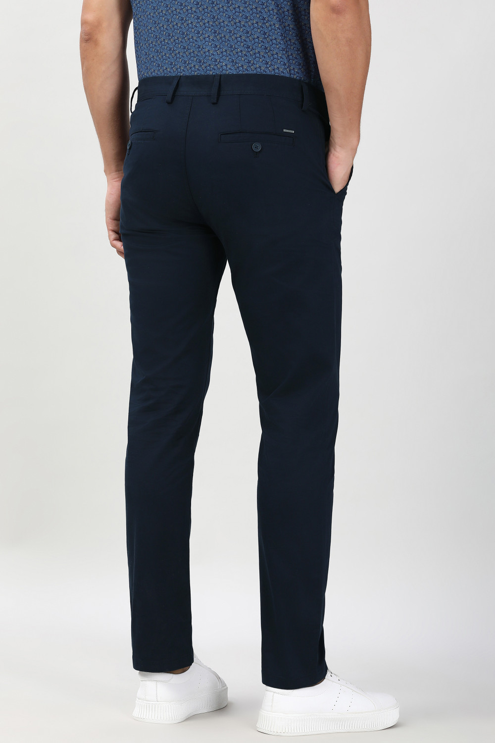 Image of PETER ENGLAND Slim Fit Men Dark Blue Trousers