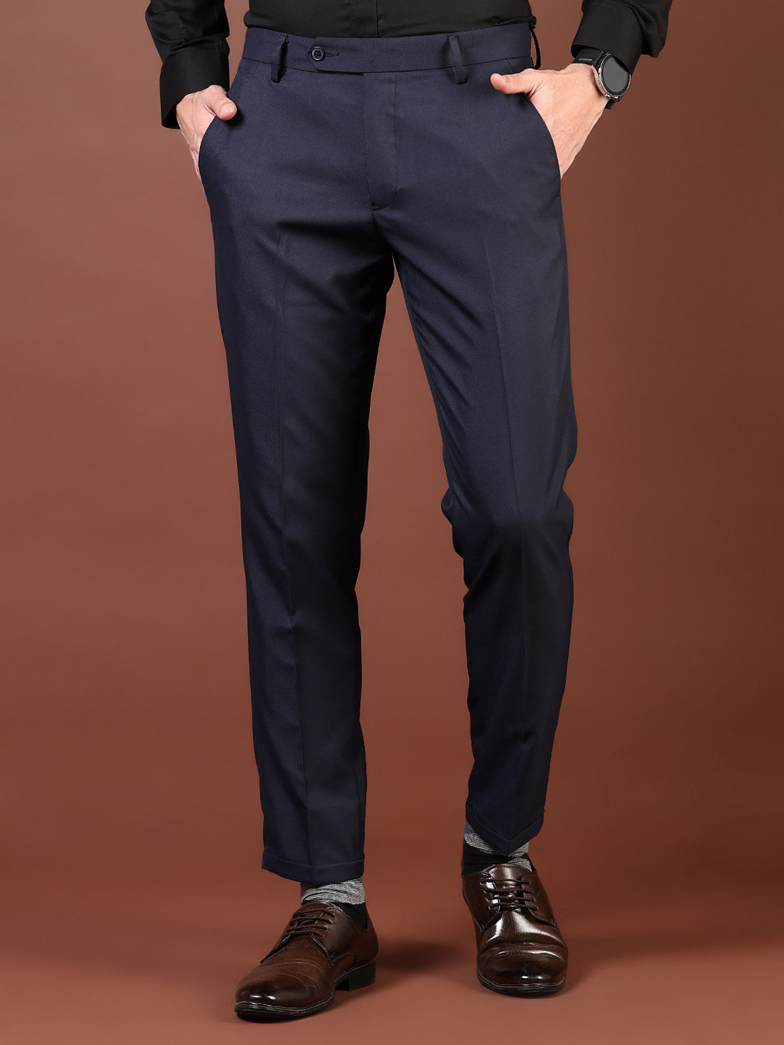 Image of V-MART Regular Fit Men Blue Trousers