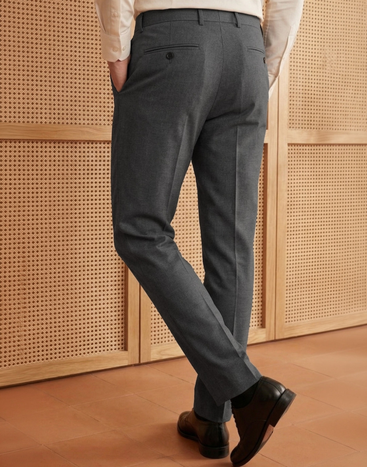Image of LOUIS PHILIPPE Slim Fit Men Grey Trousers