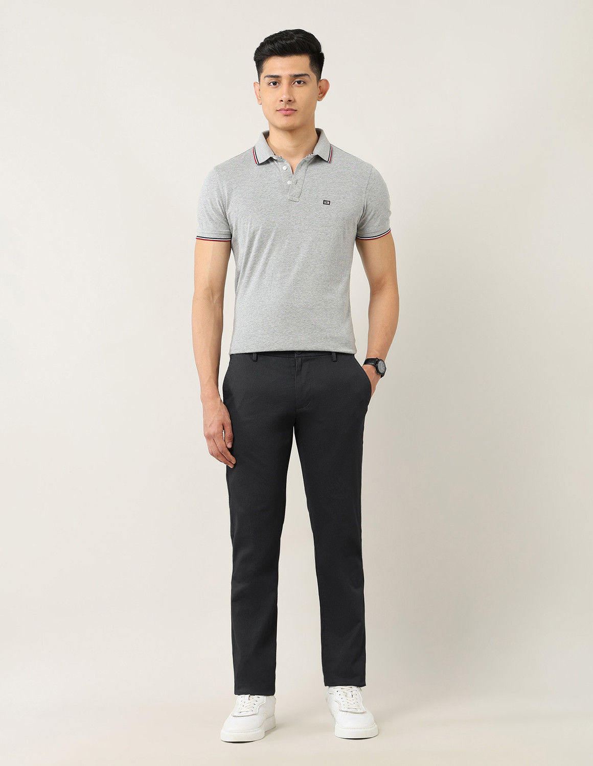 Image of Arrow Sport Slim Fit Men Black Trousers
