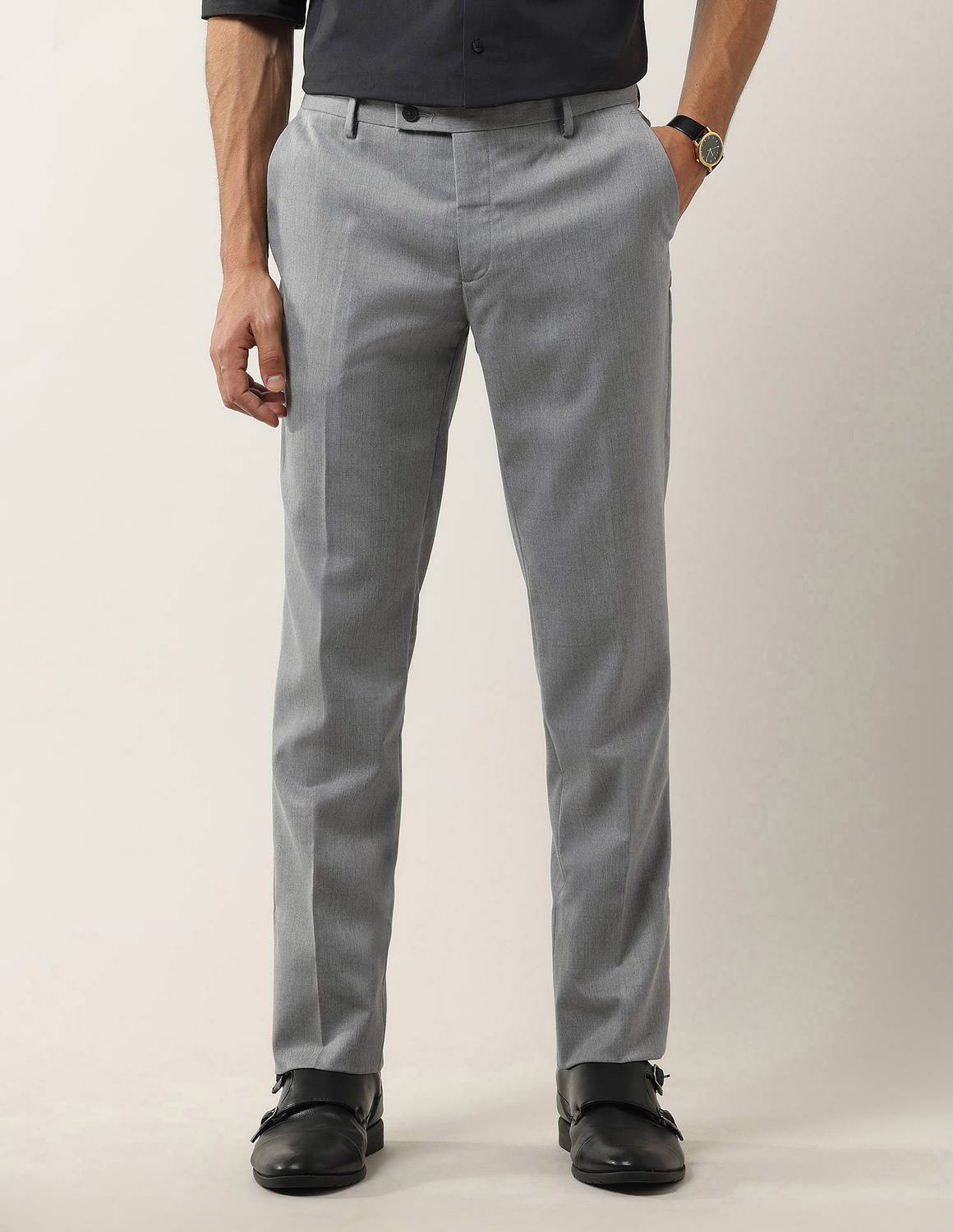 ARROW Tapered Men Grey Trousers