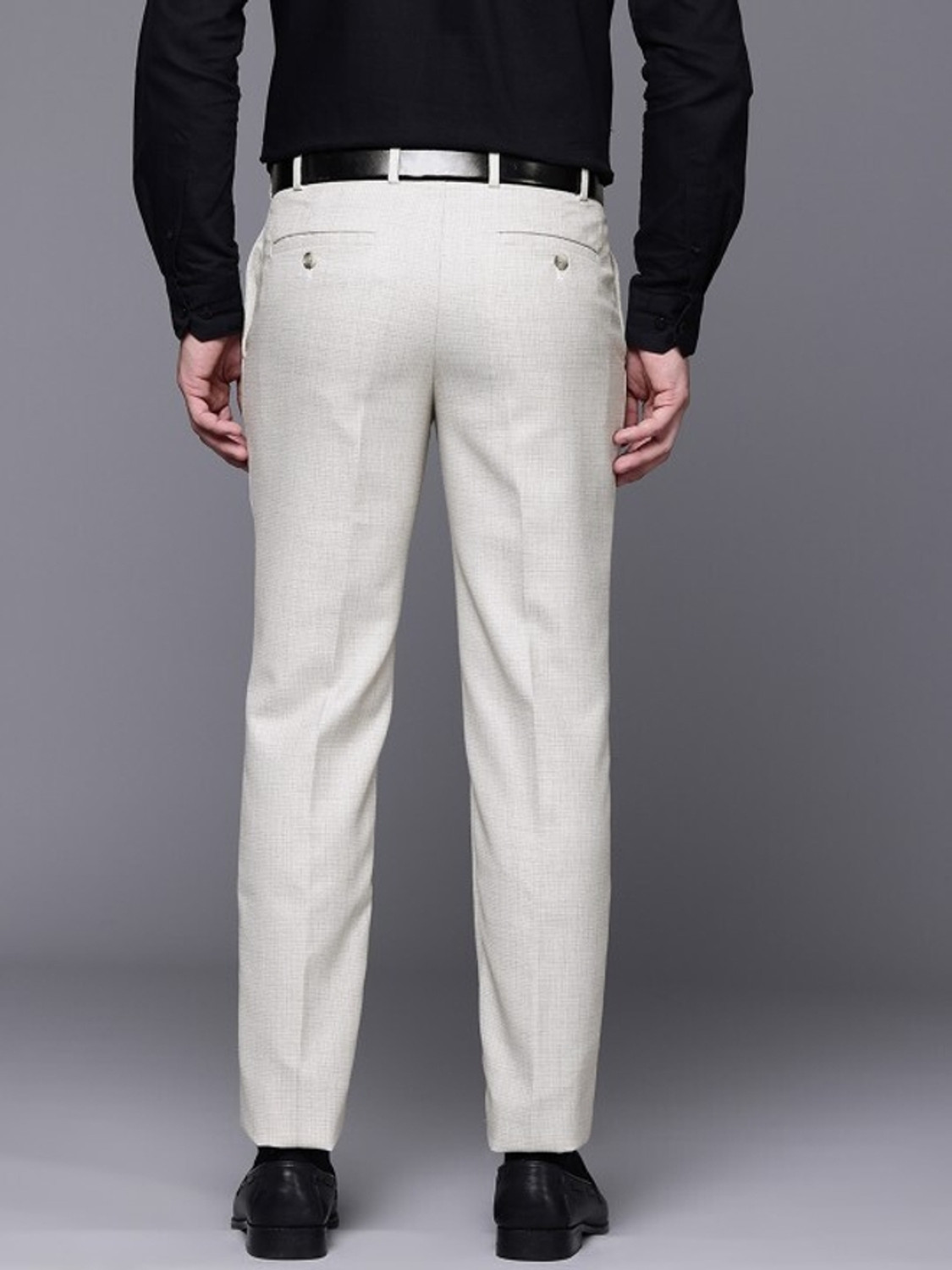 Image of Raymond Slim Fit Men Grey Trousers