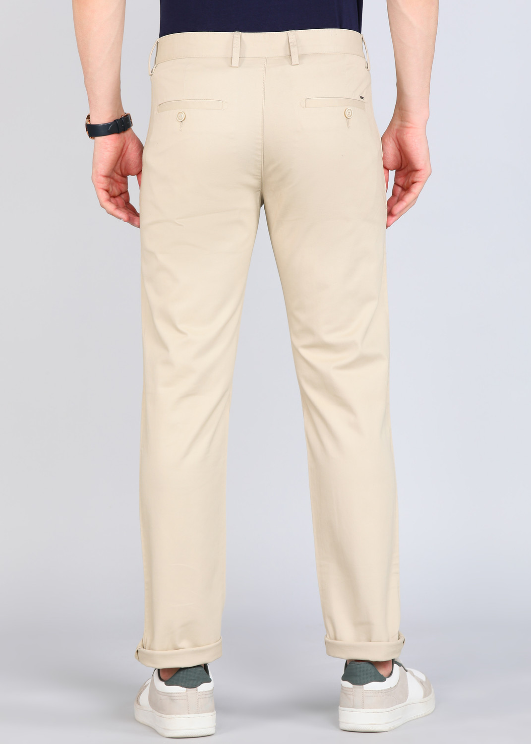 Image of PETER ENGLAND Regular Fit Men Beige Trousers