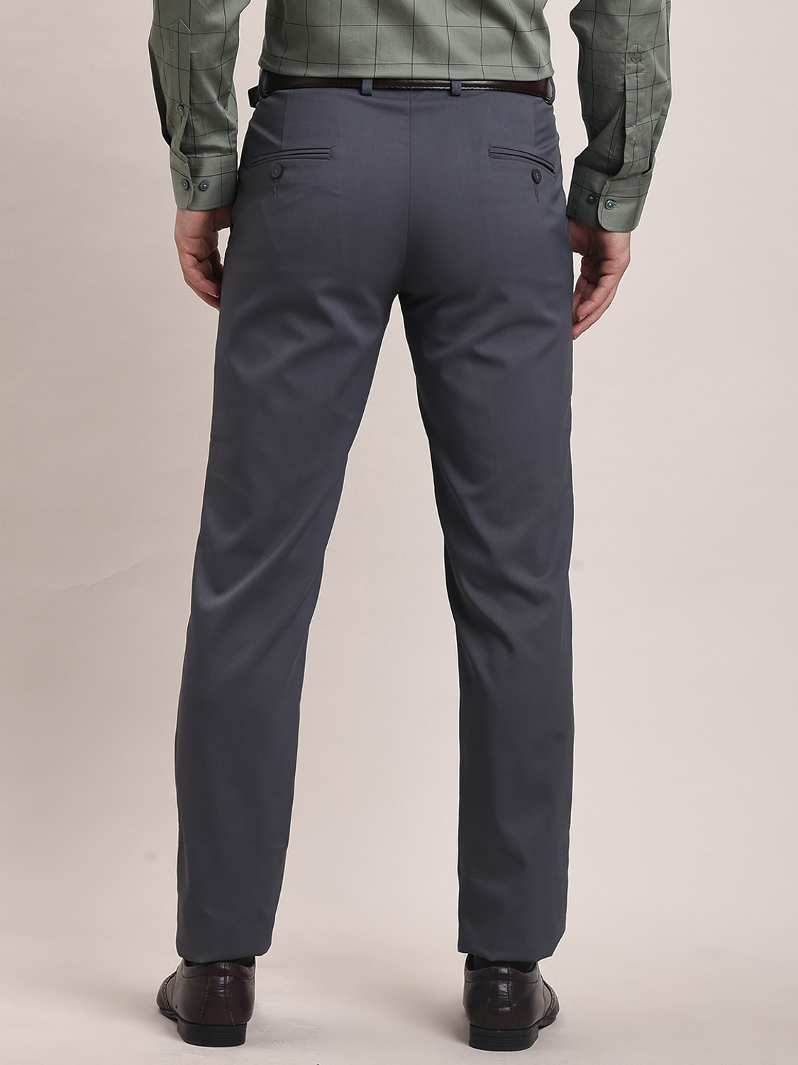 Image of TURTLE Slim Fit Men Grey Trousers