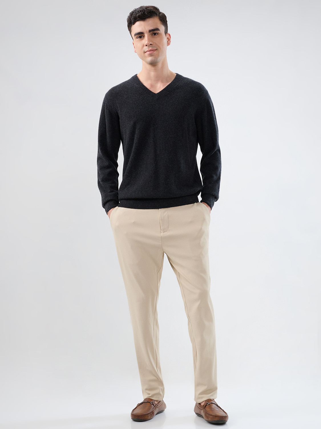 Image of PARK AVENUE Regular Fit Men Beige Trousers