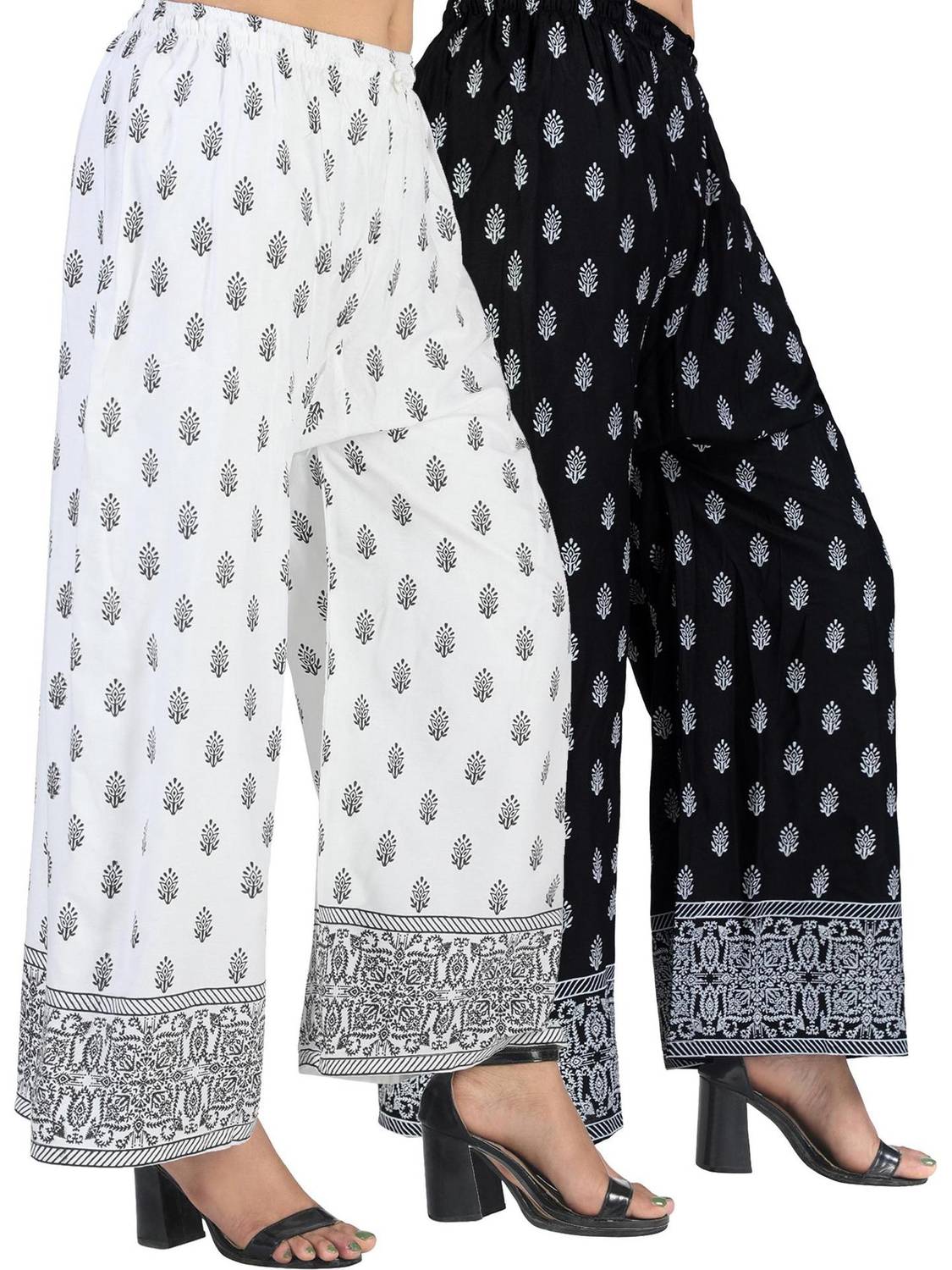 4K FASHION Relaxed Women Black, White Trousers