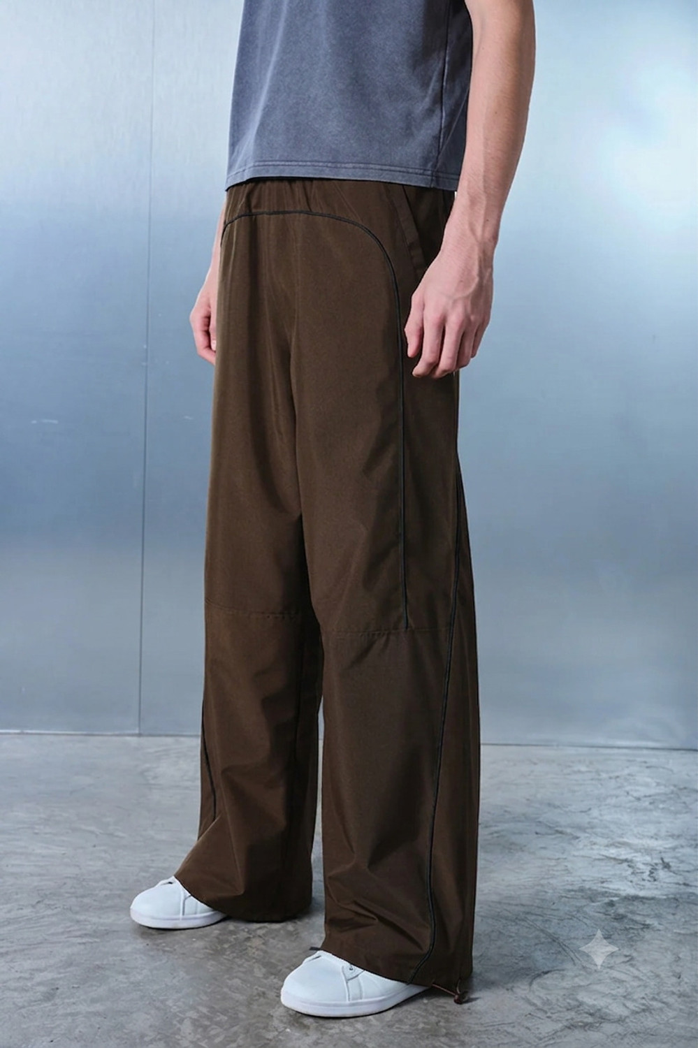 Image of LEXREX Loose Fit Men Brown Trousers