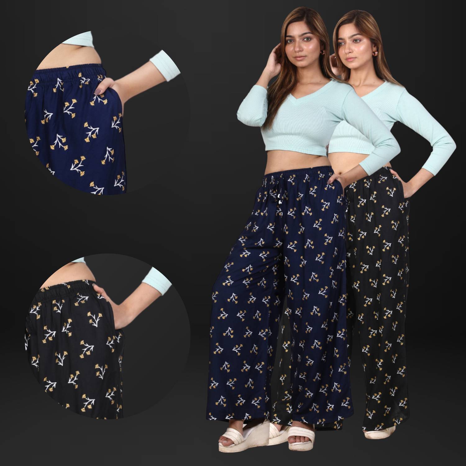 4K FASHION Relaxed Women Blue, Black Trousers