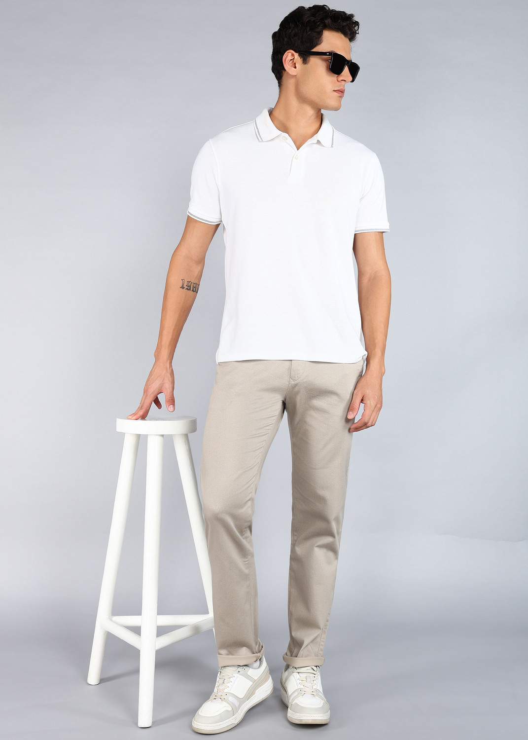 Image of KILLER Slim Fit Men Cream Trousers