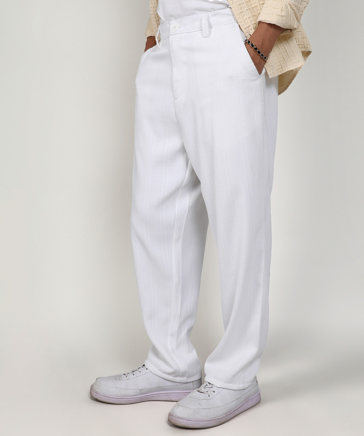 Image of CAHOOT Regular Fit Men White Trousers